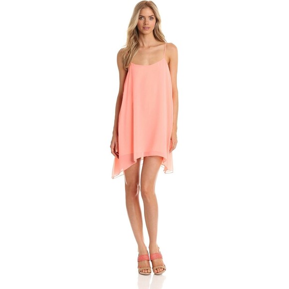 BCBGeneration Flowy Low Back Tank Dress Size M Spaghetti Strap Flash Pink EUC B2 - Picture 1 of 6